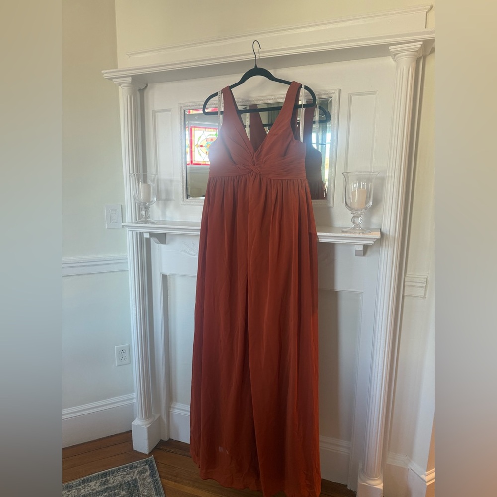 Azazie Yetta dress in Burnt Orange